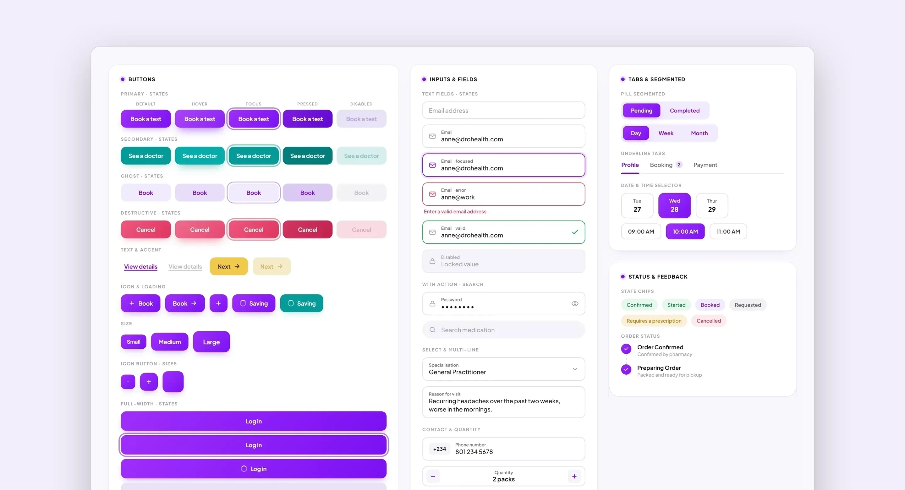 DRO Health design system components