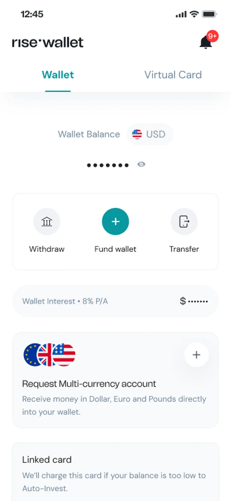 Wallet screen